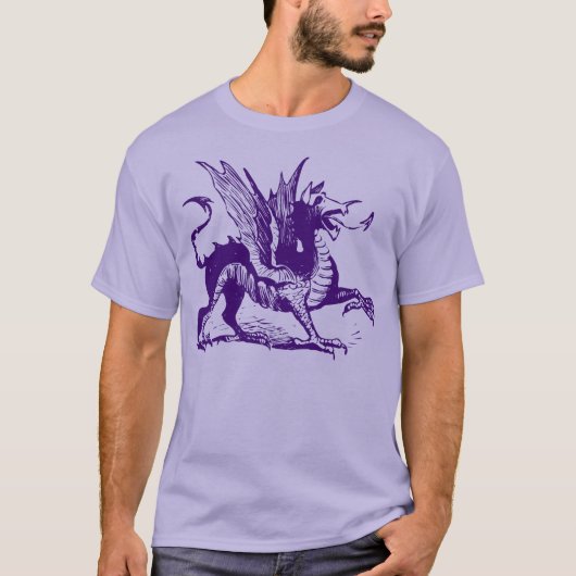 Dragon Engraving - Deep Paars T-shirt (Voorkant)