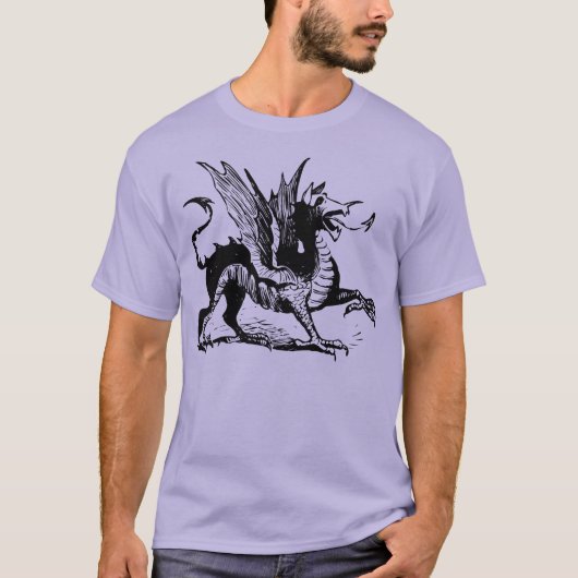 Dragon Engraving - Zwart T-shirt (Voorkant)
