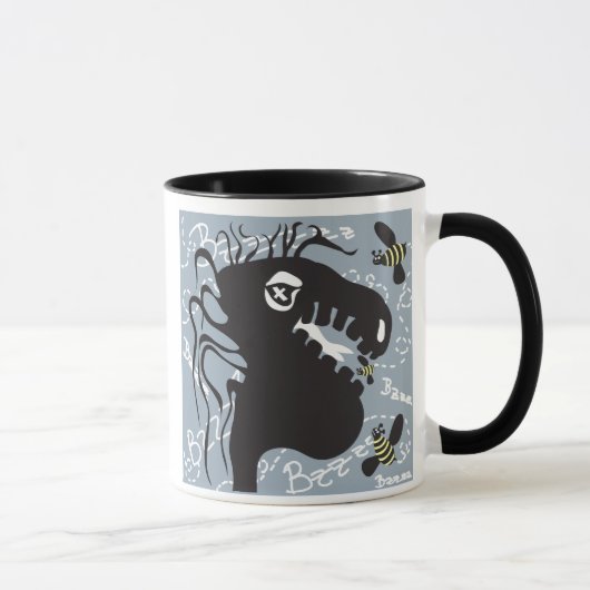 Dragon et abeille 15oz. tasse noire de poignée (Droite)