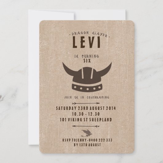 Dragon et invitation d'anniversaire de Viking (Devant)