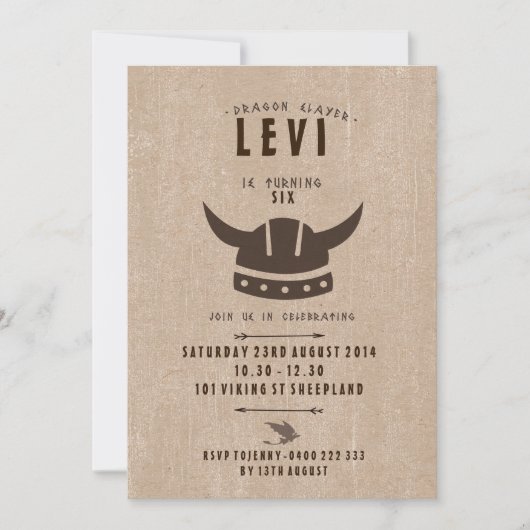 Dragon et invitation d'anniversaire de Viking (Devant)