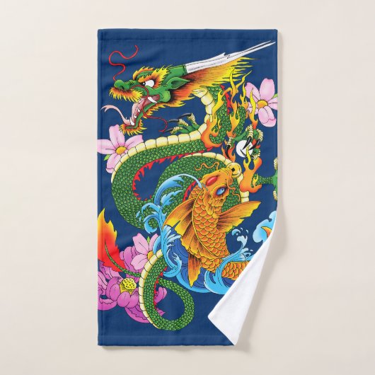 Dragon et Koi (Serviette à main)
