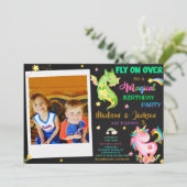 Dragon et licorne invitation anniversaire garçon & (Debout devant)