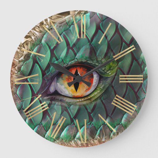 Dragon Eye Mythische Fantasie Grote Klok (Voorkant)