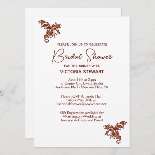 Dragon Fantasy Bridal Shower Kaart (Voorkant / Achterkant)