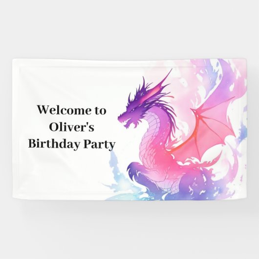Dragon Fantasy Kids Verjaardagsbanner Spandoek (Horizontaal)