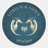 Dragon Fantasy Modern Deco Wedding Ronde Sticker (Voorkant)