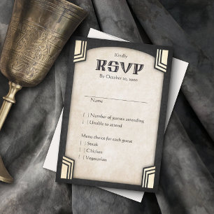 Dragon Fantasy Modern Deco Wedding RSVP Kaartje