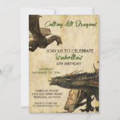 Dragon Fantasy Realistic Birthday Party Kaart (Voorkant)