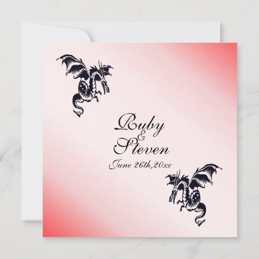 Dragon Fantasy Rode bruiloft uitnodiging (Achterkant)