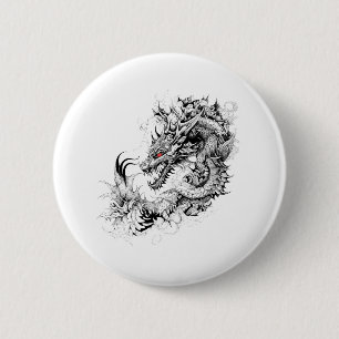 Dragon Fantasy Wild Animal Illustration Art Tattoo Ronde Button 5,7 Cm