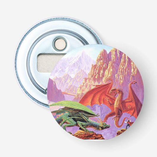 Dragon Fight Bottle Open Magnet Button Flesopener (Voorkant)
