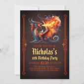 Dragon Fire Boys Fantasy Birthday Invitation (Devant)