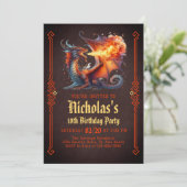 Dragon Fire Boys Fantasy Birthday Invitation (Debout devant)
