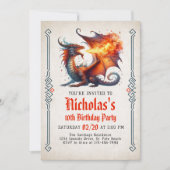 Dragon Fire Fantasy Uitnodiging voor verjaardag (Voorkant)