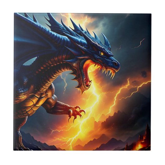 Dragon Fire Lightning Fight 2 Tegeltje (Voorkant)