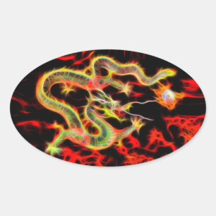Dragon Fire on Lucky Energy Ovale Sticker