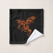 Dragon flamboyant sur noir (Gant de toilette)