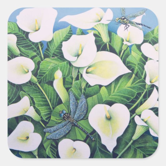 Dragon Flies Vierkante Sticker (Voorkant)