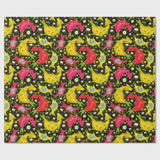 Dragon Fruit Dragons - tropisch feest Cadeaupapier (Vlak)
