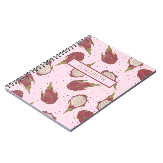 Dragon Fruit Pattern Tropical Personalized Custom Notitieboek (Linkerzijde)