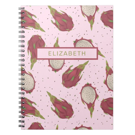 Dragon Fruit Pattern Tropical Personalized Custom Notitieboek (Voorkant)