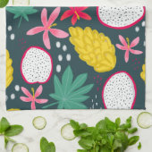 Dragon fruit tropical fleurs serviette de cuisine (Plié)