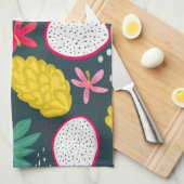 Dragon fruit tropical fleurs serviette de cuisine (Quart Plié)