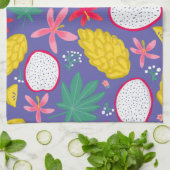 Dragon fruit tropical fleurs violet serviette de c (Plié)