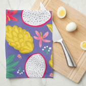 Dragon fruit tropical fleurs violet serviette de c (Quart Plié)