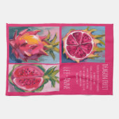 Dragon Fruit watercolor on textured background Theedoek (Horizontaal)