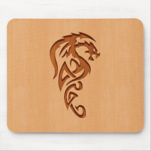 Dragon gegraveerd op houteffect muismat