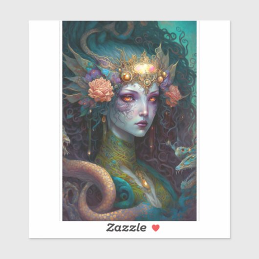 Dragon Goddess Queen Fantasy Art Sticker (Vel)