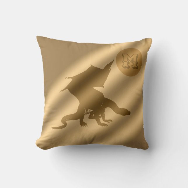 Dragon Gold Luxury Monogram Kussen (Voorkant)