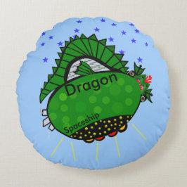 Dragon Green Ruimteschip Sterren Kinder Rond Kussen