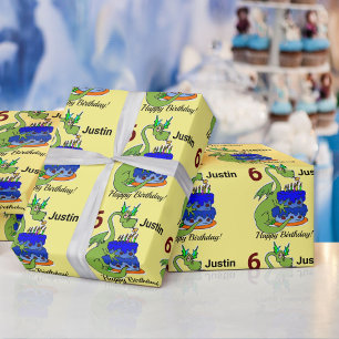 Dragon Happy Birthday Boy's Personalize Name Gift Cadeaupapier
