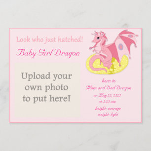 Dragon Hatchling Faire-part de naissance pour fill