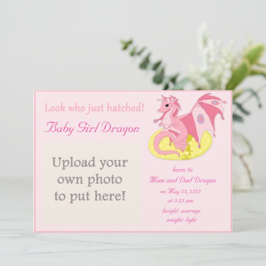 Dragon Hatchling Faire-part de naissance pour fill (Debout devant)
