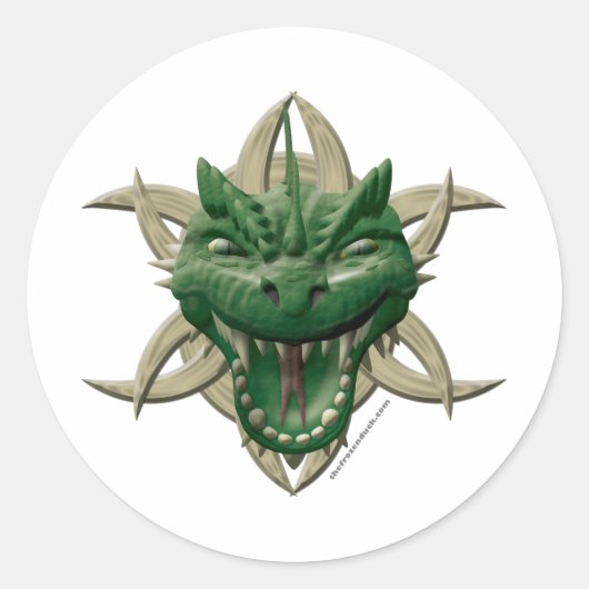 Dragon Head - Groen Ronde Sticker (Voorkant)