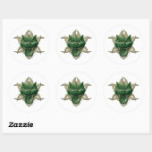 Dragon Head - Groen Ronde Sticker (Vel)