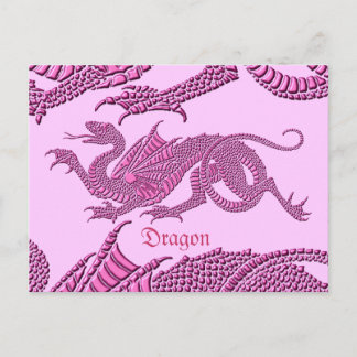 Dragon héraldique (rose) - Carte postale