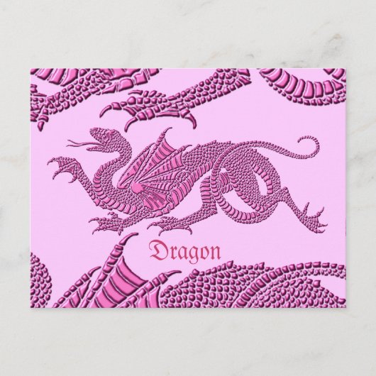Dragon héraldique (rose) - Carte postale (Devant)
