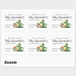 Dragon Hoard Boeken voor Baby Bookplate Vierkante Sticker