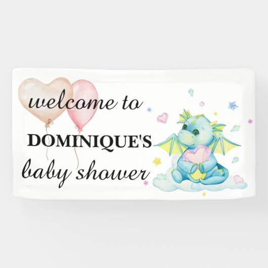 Dragon Holding Een Hart - Welkomstbanner Spandoek (Horizontaal)