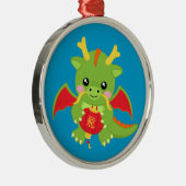 Dragon Holding Lantern Metalen Ornament (Rechts)