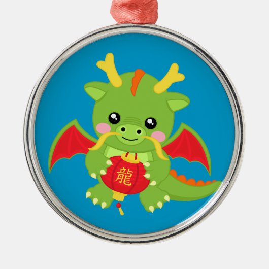 Dragon Holding Lantern Metalen Ornament (Voorkant)