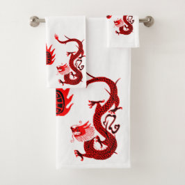 Dragon Holiday Rood en Zwart Bad Handdoek