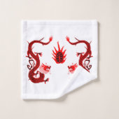  Dragon Holiday Rood en Zwart Bad Handdoek (Wasdoekje)