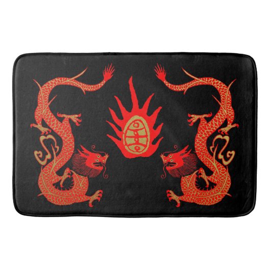 Dragon Holiday Rood en Zwart Badmat (Voorkant)