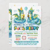 Dragon Ice Cream Pool Party Uitnodiging voor verja (Voorkant / Achterkant)